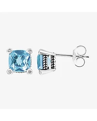 Effy Final Call Limited Quantities! Genuine Blue Topaz Sterling Silver 8.6mm Square Stud Earrings