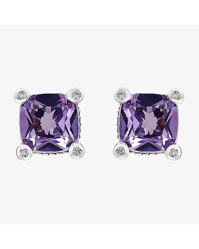 Effy Final Call Limited Quantities! Genuine Purple Amethyst Sterling Silver 8.8mm Square Stud Earrings