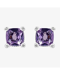 Effy Final Call Limited Quantities! Genuine Purple Amethyst Sterling Silver 8.8mm Square Stud Earrings