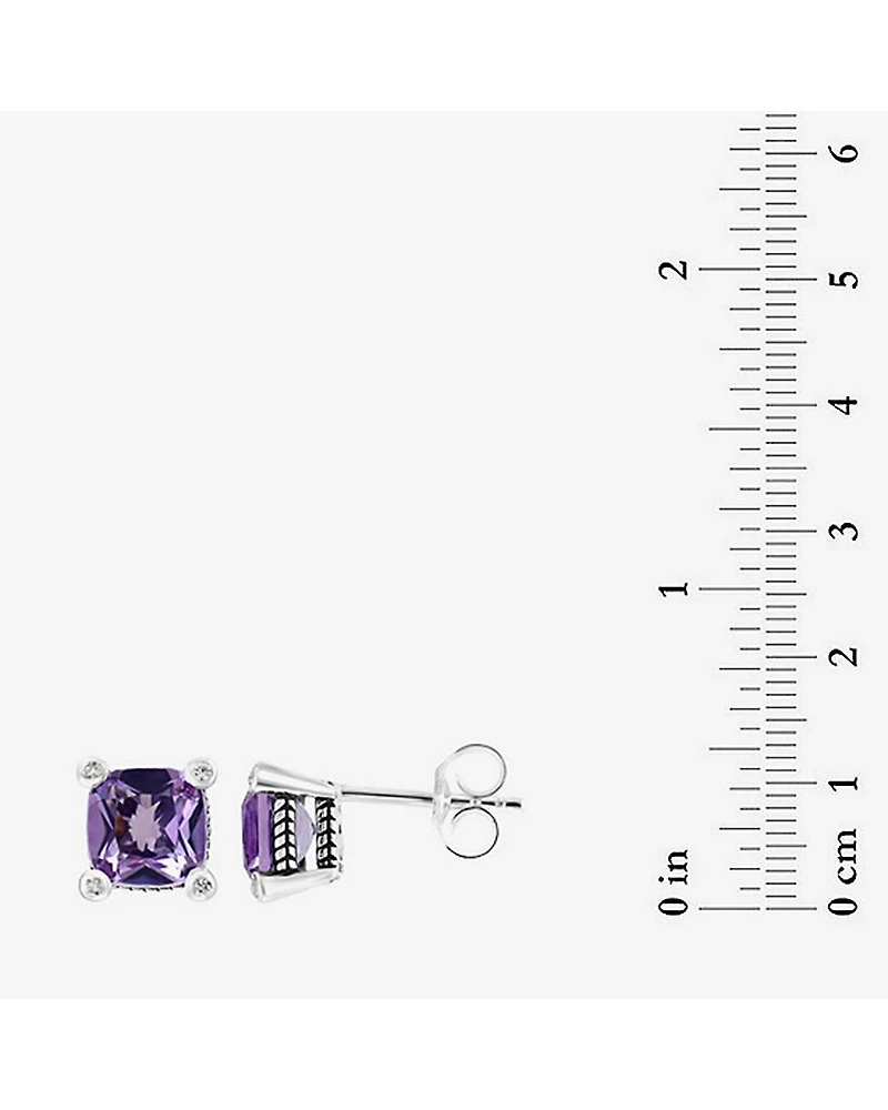 Effy Final Call Limited Quantities! Genuine Purple Amethyst Sterling Silver 8.8mm Square Stud Earrings