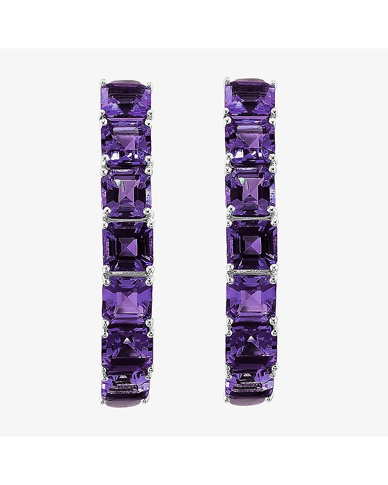 Effy Final Call Limited Quantities! Womens Genuine Purple Amethyst Sterling Silver 34.8mm Hoop Earrings