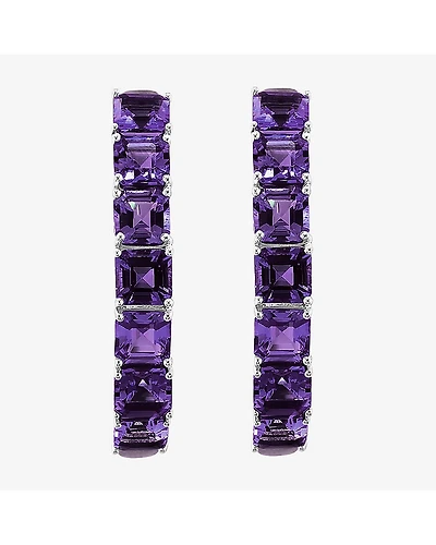 Effy Final Call Limited Quantities! Womens Genuine Purple Amethyst Sterling Silver 34.8mm Hoop Earrings