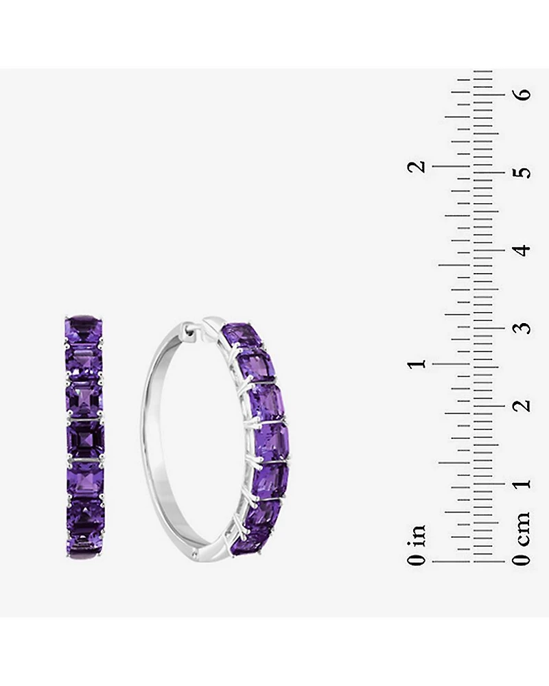 Effy Final Call Limited Quantities! Womens Genuine Purple Amethyst Sterling Silver 34.8mm Hoop Earrings