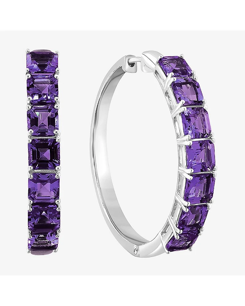 Effy Final Call Limited Quantities! Womens Genuine Purple Amethyst Sterling Silver 34.8mm Hoop Earrings