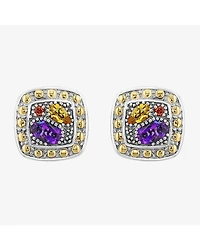 Effy Final Call Limited Quantities! Genuine Multi Color Amethyst 18K Gold Over Silver 12mm Square Stud Earrings