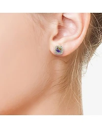 Effy Final Call Limited Quantities! Genuine Multi Color Amethyst 18K Gold Over Silver 12mm Square Stud Earrings