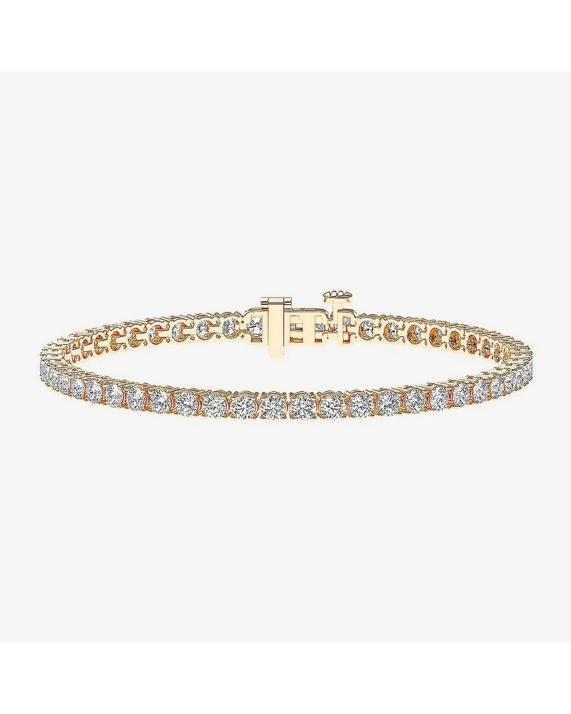 F / Vs2) Womens CT. T.W. Lab Grown White Diamond 14K Gold Over Silver Inch Tennis Bracelet