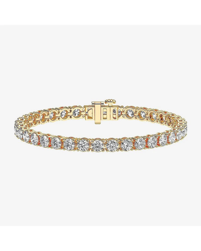 F / Vs2) Womens 10 Ct.T.W. Lab Grown White Diamond 14K Gold Over Silver / Inch Tennis Bracelet