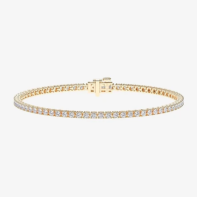 F / Vs2) Womens CT. T.W. Lab Grown White Diamond 14K Gold Over Silver / Inch Tennis Bracelet