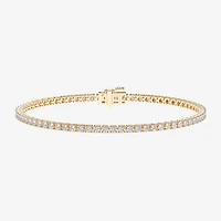 F / Vs2) Womens CT. T.W. Lab Grown White Diamond 14K Gold Over Silver / Inch Tennis Bracelet
