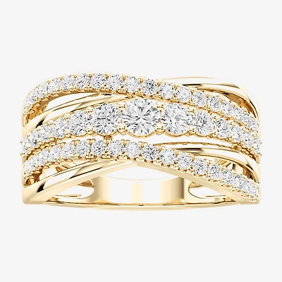 (F / Si2) Womens 3MM 1 CT. T.W. Lab Grown White Diamond 14K Gold Over Silver Band