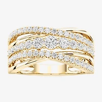 (F / Si2) Womens 3MM 1 CT. T.W. Lab Grown White Diamond 14K Gold Over Silver Band