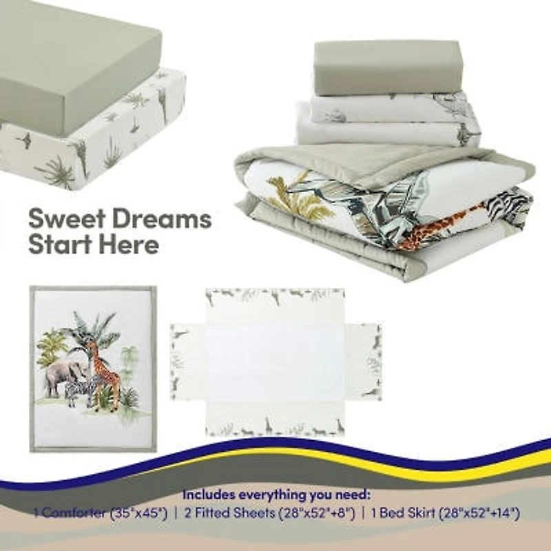 Sweet Home Collection Wild Safari 4 Piece Nursery Baby Crib Bedding Set