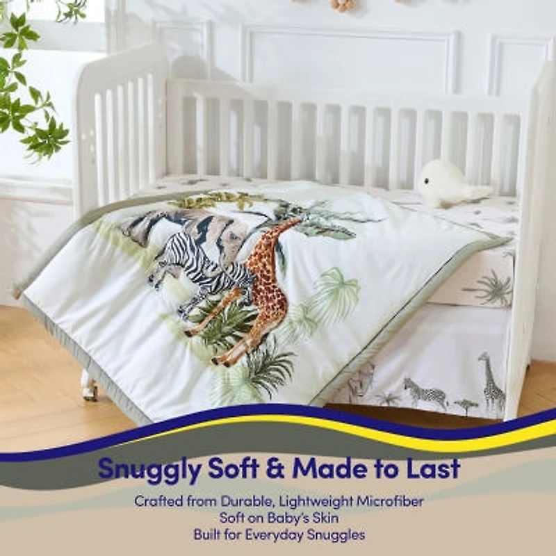 Sweet Home Collection Wild Safari 4 Piece Nursery Baby Crib Bedding Set