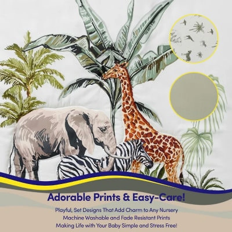 Sweet Home Collection Wild Safari 4 Piece Nursery Baby Crib Bedding Set
