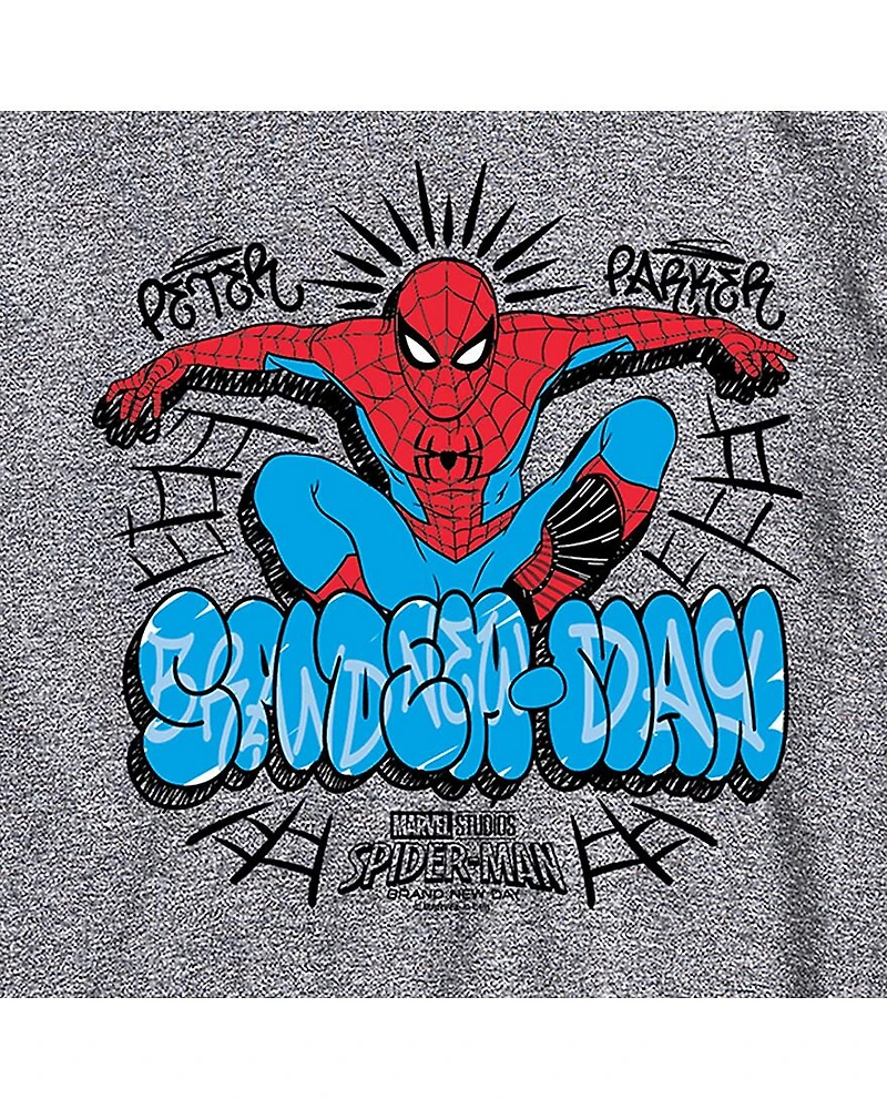 Brand New Day Peter Parker Mens Crew Neck Short Sleeve Regular Fit Spiderman Big and Tall Graphic T-Shirt