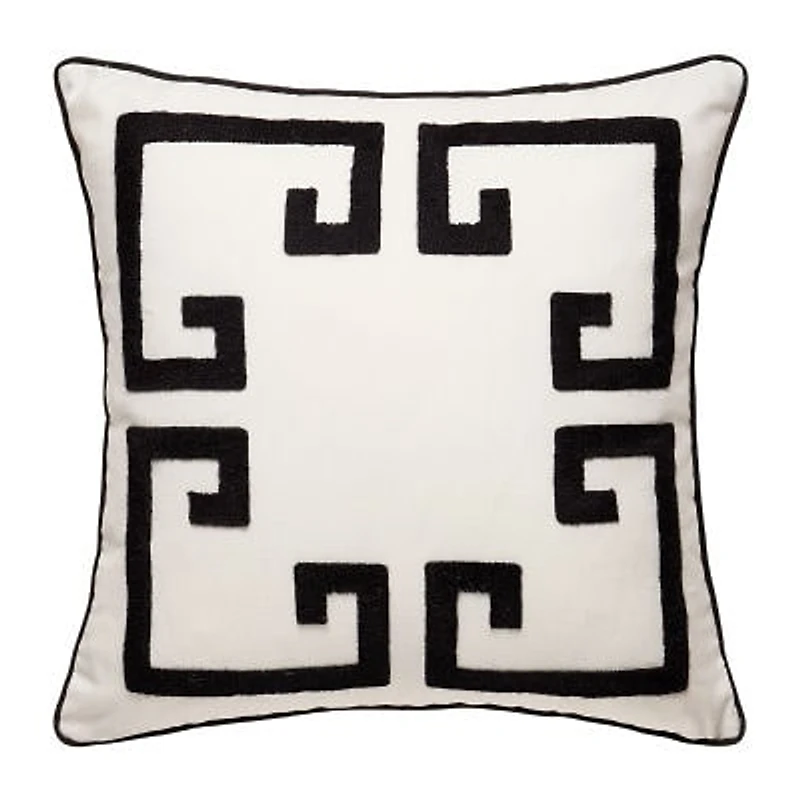 Dee Ocleppo Greek Key Embroidered Square Throw Pillow