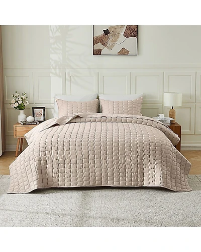 Linery Gauze Wave Stitched Easy Care Quilt Set