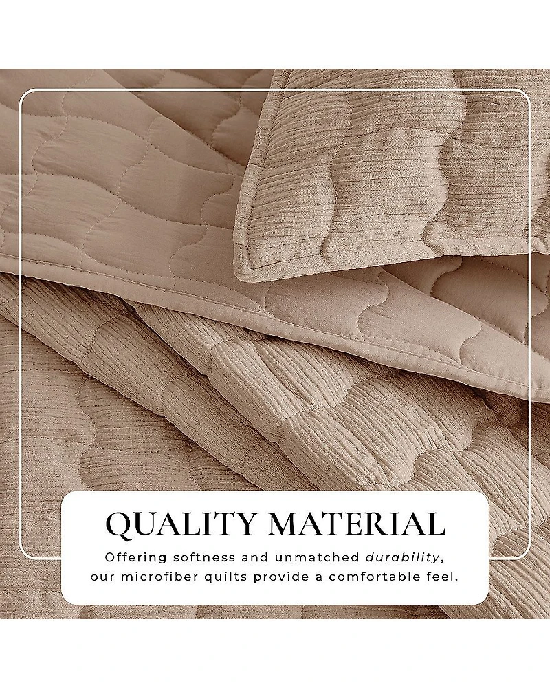 Linery Gauze Wave Stitched Easy Care Quilt Set