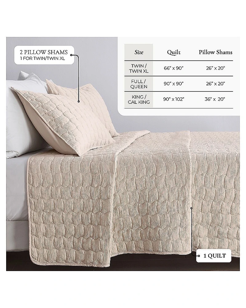 Linery Gauze Wave Stitched Easy Care Quilt Set