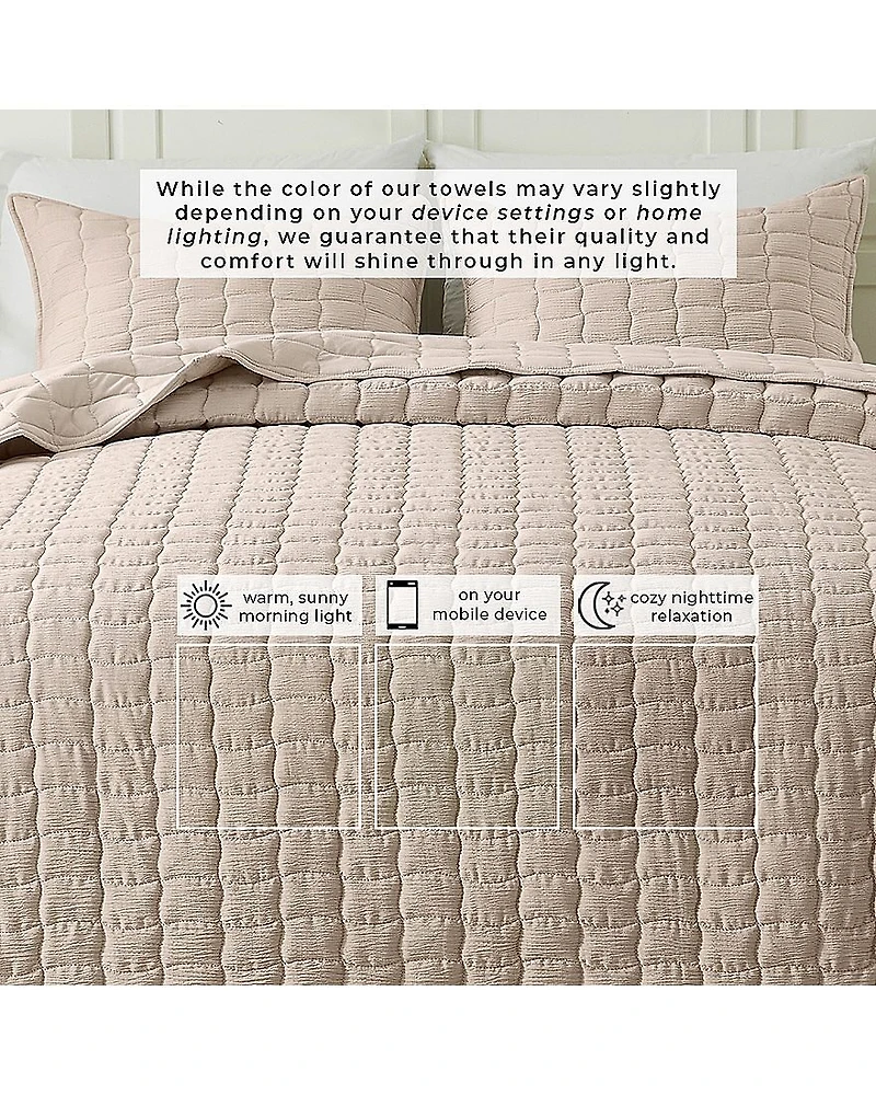 Linery Gauze Wave Stitched Easy Care Quilt Set