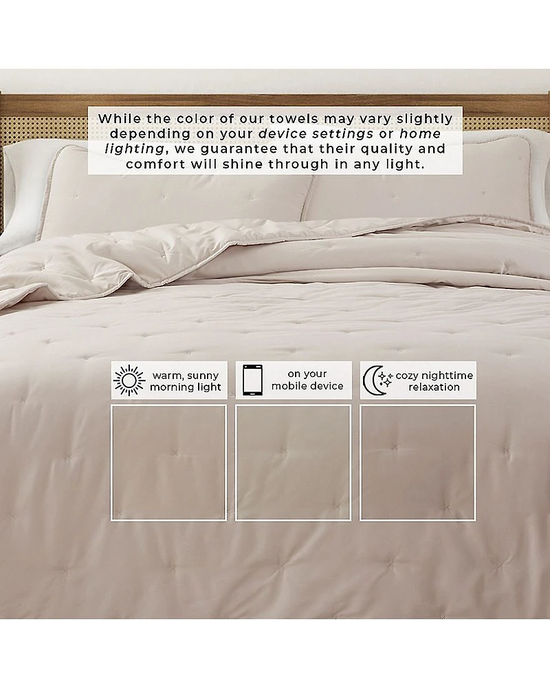 Linery Solid Dot-Stitched Easy Care Quilt Set
