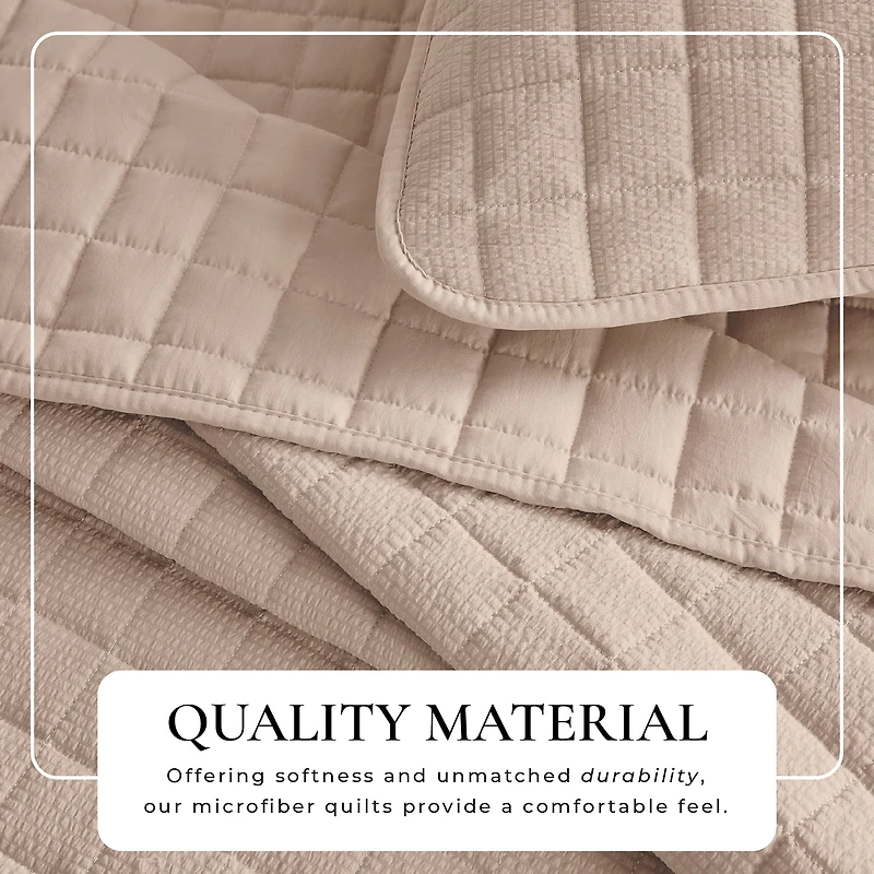 Linery Seersucker Box-Stitched Easy Care Quilt Set