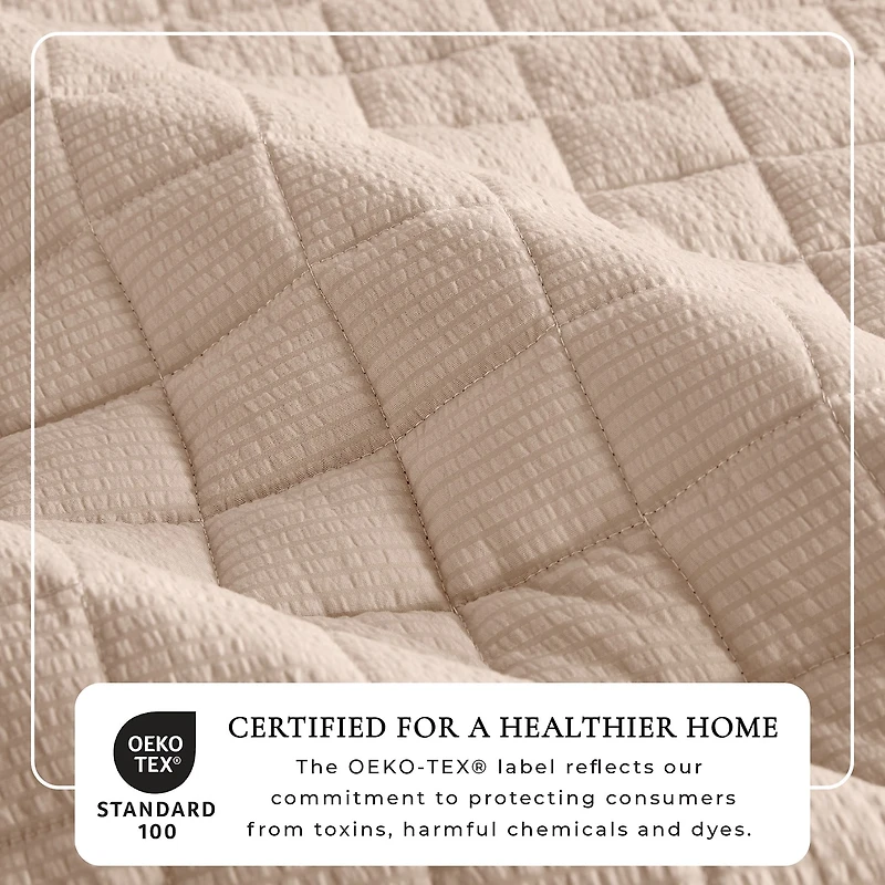 Linery Seersucker Box-Stitched Easy Care Quilt Set