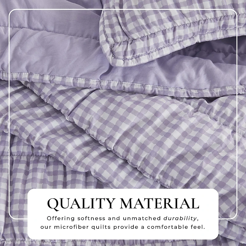Linery Gingham Printed Easy Care Quilt Set