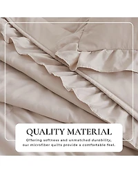 Linery Dot-Stitched Ruffled Easy Care Quilt Set