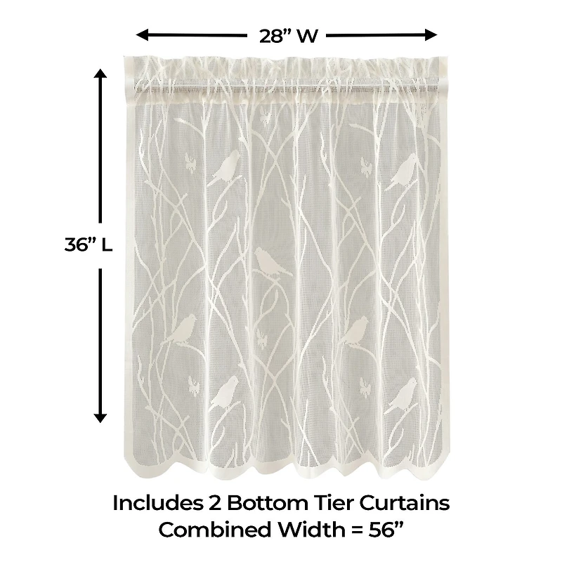 Sweet Home Collection Songbird 2-pc. Rod Pocket Window Tier