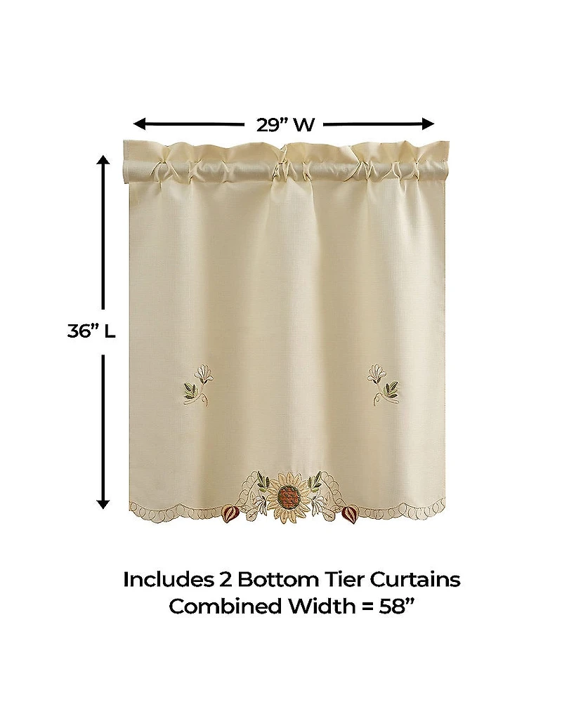 Sweet Home Collection Sunflower 2-pc. Rod Pocket Window Tier