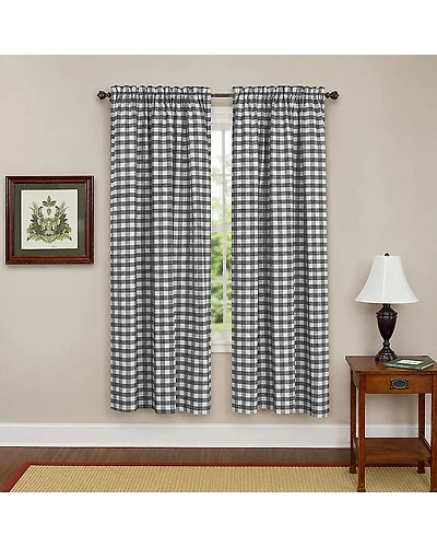 Sweet Home Collection Buffalo Rod Pocket Light-Filtering Curtain Panel