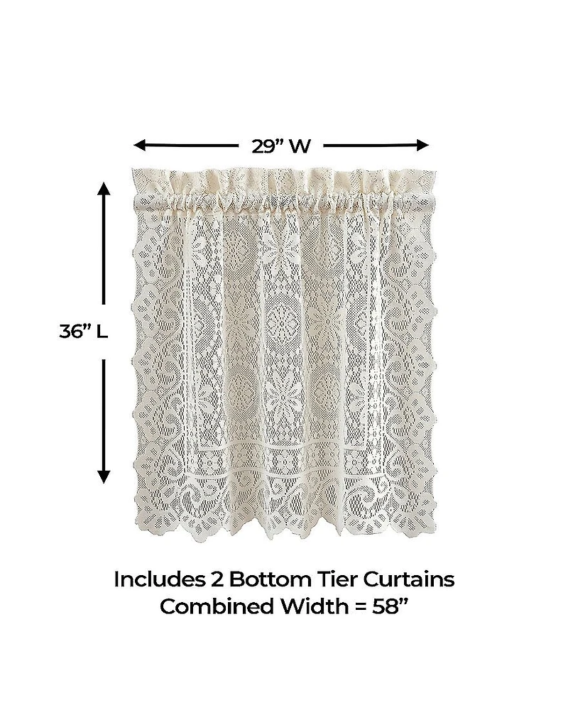 Sweet Home Collection Hopewell Old World Style Floral Lace 2-pc. Rod Pocket Window Tier