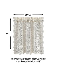 Sweet Home Collection Hopewell Old World Style Floral Lace 2-pc. Rod Pocket Window Tier