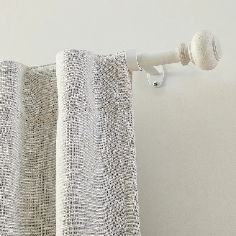 Rhinebeck 1-Inch Adjustable Single Curtain Rod with Faux Wood Ball Finials