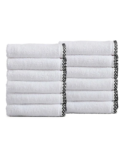 Linery Cotton And Decorative Bordered Washcloth 12-pc. Quick Dry Bath Towel Set