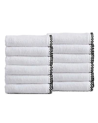 Linery Cotton And Decorative Bordered Washcloth 12-pc. Quick Dry Bath Towel Set
