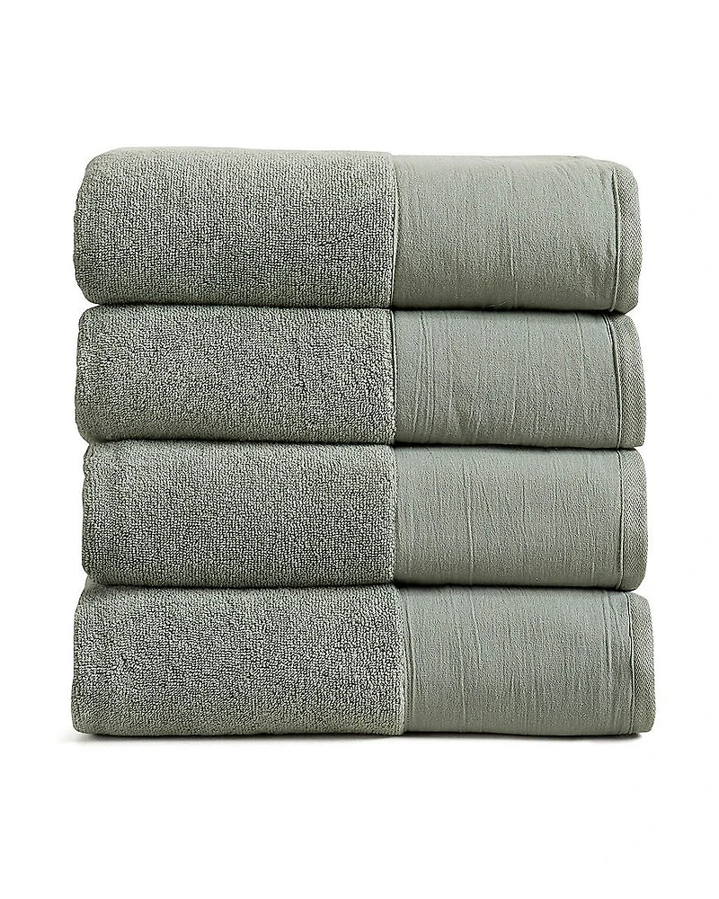 Linery Ultra-Soft Cotton And Linen-Like Bordered 4-pc. Quick Dry Bath Towel Set