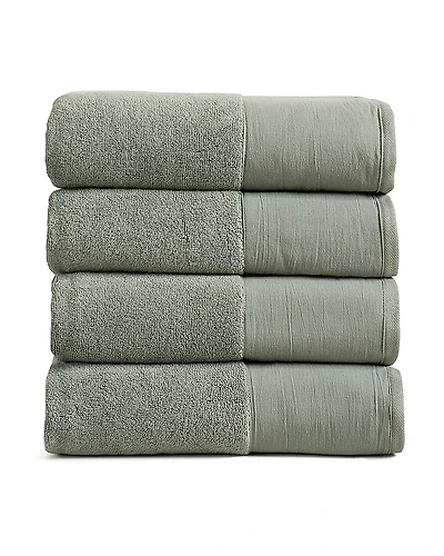 Linery Ultra-Soft Cotton And Linen-Like Bordered -pc. Quick Dry Bath Towel Set