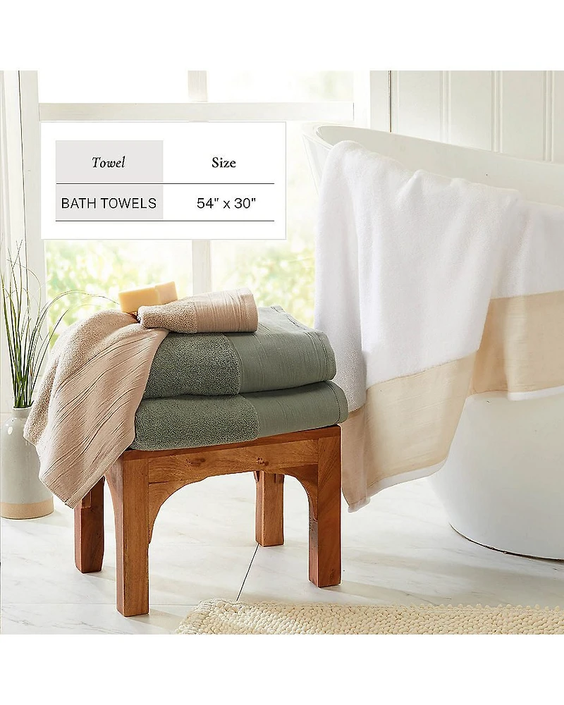 Linery Ultra-Soft Cotton And Linen-Like Bordered 4-pc. Quick Dry Bath Towel Set
