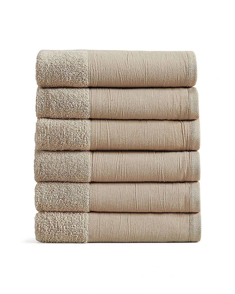 Linery Ultra-Soft Cotton And Linen-Like Bordered 6-pc. Quick Dry Bath Towel Set