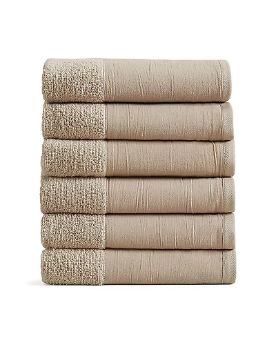 Linery Ultra-Soft Cotton And Linen-Like Bordered 6-pc. Quick Dry Bath Towel Set