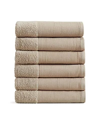 Linery Ultra-Soft Cotton And Linen-Like Bordered 6-pc. Quick Dry Bath Towel Set