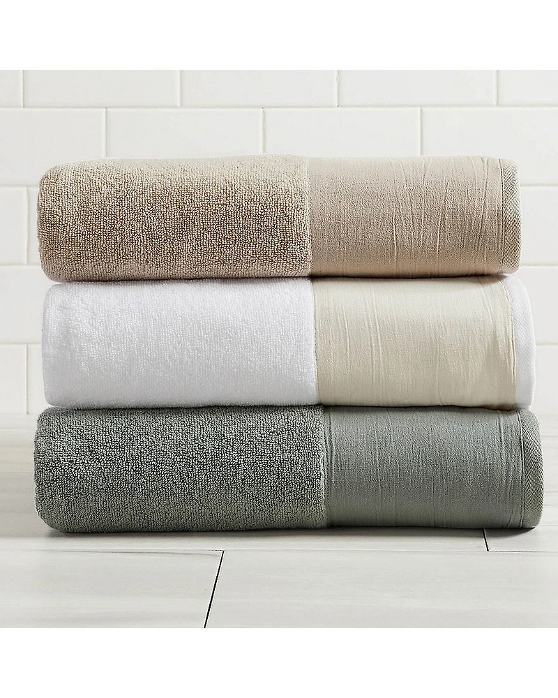 Linery Ultra-Soft Cotton And Linen-Like Bordered 6-pc. Quick Dry Bath Towel Set