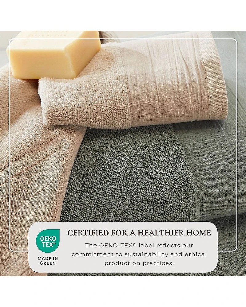Linery Ultra-Soft Cotton And Linen-Like Bordered 6-pc. Quick Dry Bath Towel Set