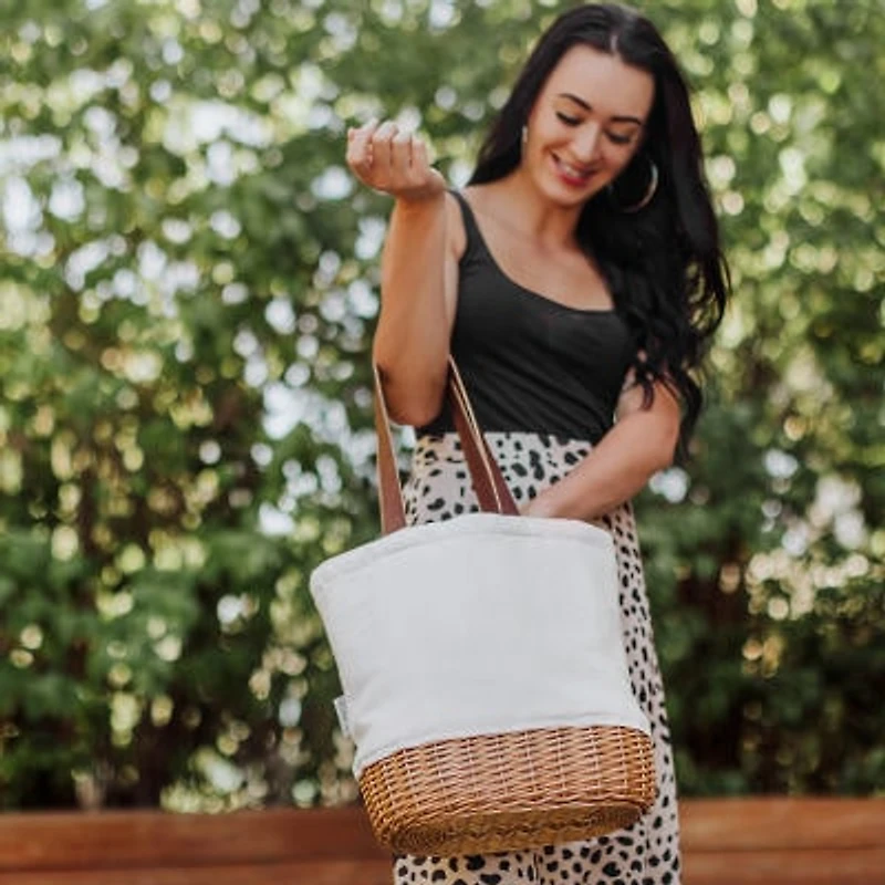Picnic Time Pico Willow And Canvas Basket Insulated Lunch Bag