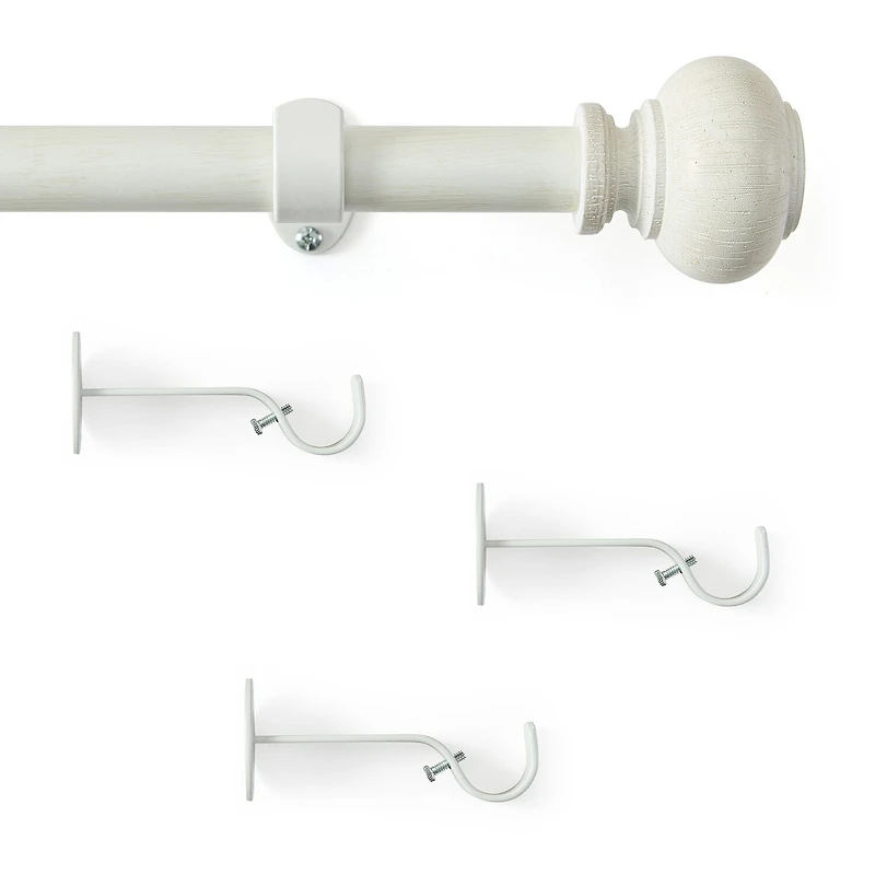 Rhinebeck 1-Inch Adjustable Single Curtain Rod with Faux Wood Ball Finials