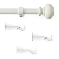 Rhinebeck 1-Inch Adjustable Single Curtain Rod with Faux Wood Ball Finials