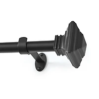Florence 1-Inch Adjustable Decorative Single Curtain Rod with Stacked Square Finials